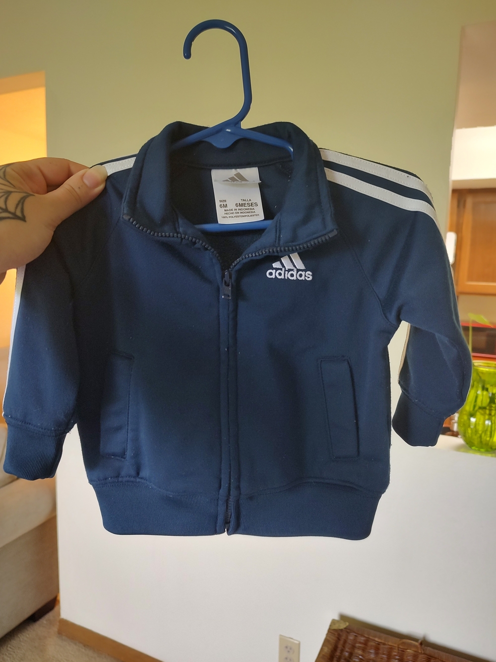 adidas Navy Blue Kids Zip-Up Track Jacket with White Stripes